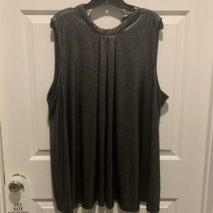 Black silvery shiny shirt. Sleeveless